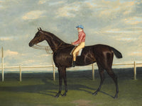 Oleograph on Canvas of a Racehorse with Jockey Up.