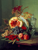 Fine Oleograph on Canvas Still Life of Mixed Fruit on a Table Ledge