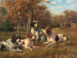 Gilt Framed Oleograph - 4 Setters in a Landscape