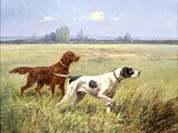 Fine Lithograph on Canvas - Pointer & Setter in a Landscape