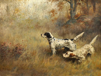 Fine Gilt Framed Lithograph - Pair of Setters in a Landscape "On the Scent"