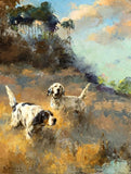 Excellent Lithograph on Canvas - A Pair of English Setters in a Landscape