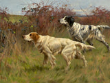 Gilt Framed Oleograph of a English Setters in the Field aft.Thomas Blinks