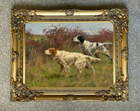 Gilt Framed Oleograph of a English Setters in the Field aft.Thomas Blinks