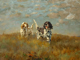 Fine Oleograph on Canvas - A Pair of Setters on a Hilltop after P.L.Rosseau