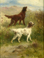 Excellent Oleograph on Canvas of Setters in the Field