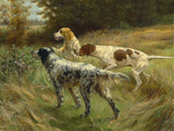Fine Oleograph on Canvas of a Pair of Setters & a Pointer in the Field