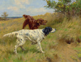 Fine Oleograph on Canvas of a Pair of Setters in the Field