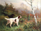 Gilt Framed Oleograph of Setters in a Copse