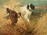 Framed Oleograph of a Setter Flushing a Woodcock