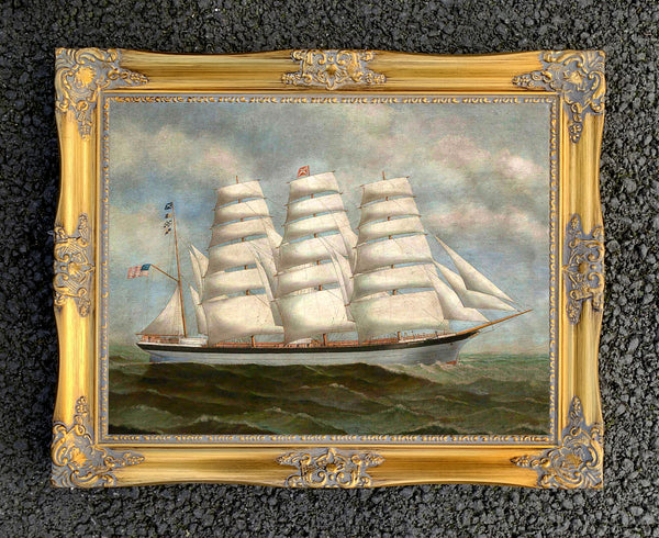 Gilt Framed Oleograph of a Clipper at Sea
