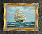 Gilt Framed Oleograph of a Clipper in Full Sail