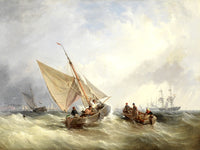 Gilt Framed Oleograph of Shipping in a Squall