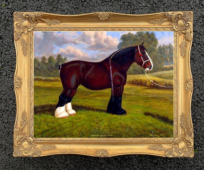 Oleograph on Canvas of the Bay Shire Horse 