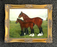 Oleograph on Canvas of the Shire Horses "Tumby Star & Foal"