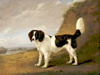 Gilt Framed Oleograph of a Field Spaniel in a Rural Landscape