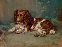 Fine Oleograph on Canvas of a Resting Spaniel