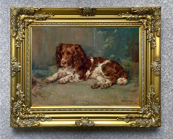 Fine Oleograph on Canvas of a Resting Spaniel