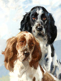 Fine Gilt Framed Oleograph of a Pair of Spaniels