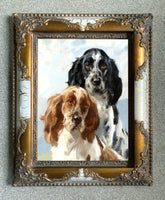 Fine Gilt Framed Oleograph of a Pair of Spaniels