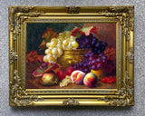 Fine Oleograph on Canvas Still Life of Mixed Fruit on a Ledge aft. E H Stannard