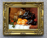 Fine Oleograph on Canvas Still Life of Festive Fruit on a Ledge aft. E H Stannard