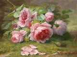 Beautiful Oleograph on Canvas - Still Life with Pink Roses