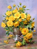 Stunning Still Life Oleograph on Canvas Still Life of Yellow Roses by Albert Williams