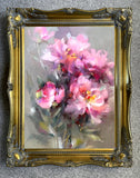 Fine Oleograph on Canvas - Arrangement of Pink & White Flowers