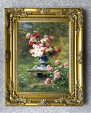 Stunning Still Life Oleograph on Canvas Still Life of Peonies in a Stone Urn