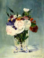 Beautiful Oleograph on Canvas Still Life of Flowers in a  Glass Vase