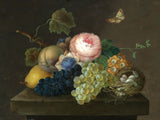 Exquisite Oleograph on Canvas Still Life on a Ledge with a Butterfly