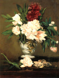 Fine Oleograph on Canvas Still Life of Peonies in a Vase