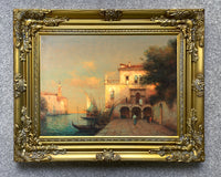 Stunning Oleograph on Canvas of a Venetian Scene aft. Antione Bouvard