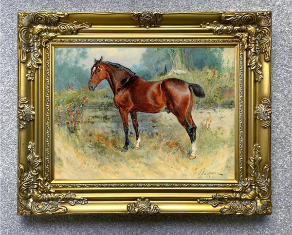 Fine Oleograph on Canvas of a Bay Horse aft. Wm Woodhouse