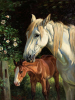 Oleograph on Canvas - Mare & Foal