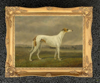 Gilt Framed Oleograph of a Greyhound in a Landscape