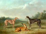 Gilt Framed Oleograph of 3 Greyhounds in a Landscape