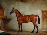 Gilt Framed Oleograph of  a Bay Horse in a Stable after Ferneley