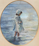 Fine Vintage Oil on Board of a Girl in the Shallows SOLD