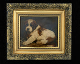 Antique Oil on Board of a Puppy in a Stable SOLD