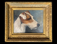 Antique Oil on Board Portrait of a Fox Terrier SOLD