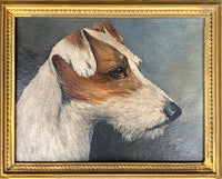 Antique Oil on Board Portrait of a Fox Terrier SOLD