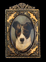 Antique Oil on Board Miniature Portrait of a Jack Russell Terrier SOLD