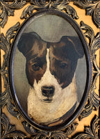 Antique Oil on Board Miniature Portrait of a Jack Russell Terrier SOLD