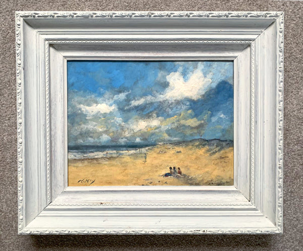 Vintage Impressionist Oil on Panel of a Beach Scene  SOLD