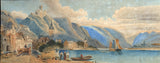 Antique  Watercolour of a Harbour Scene by Leonard Lewis SOLD