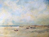 Mid C20th Oil on Panel of a Beach Scene "Gorleston" by Stanley Orchart  SOLD