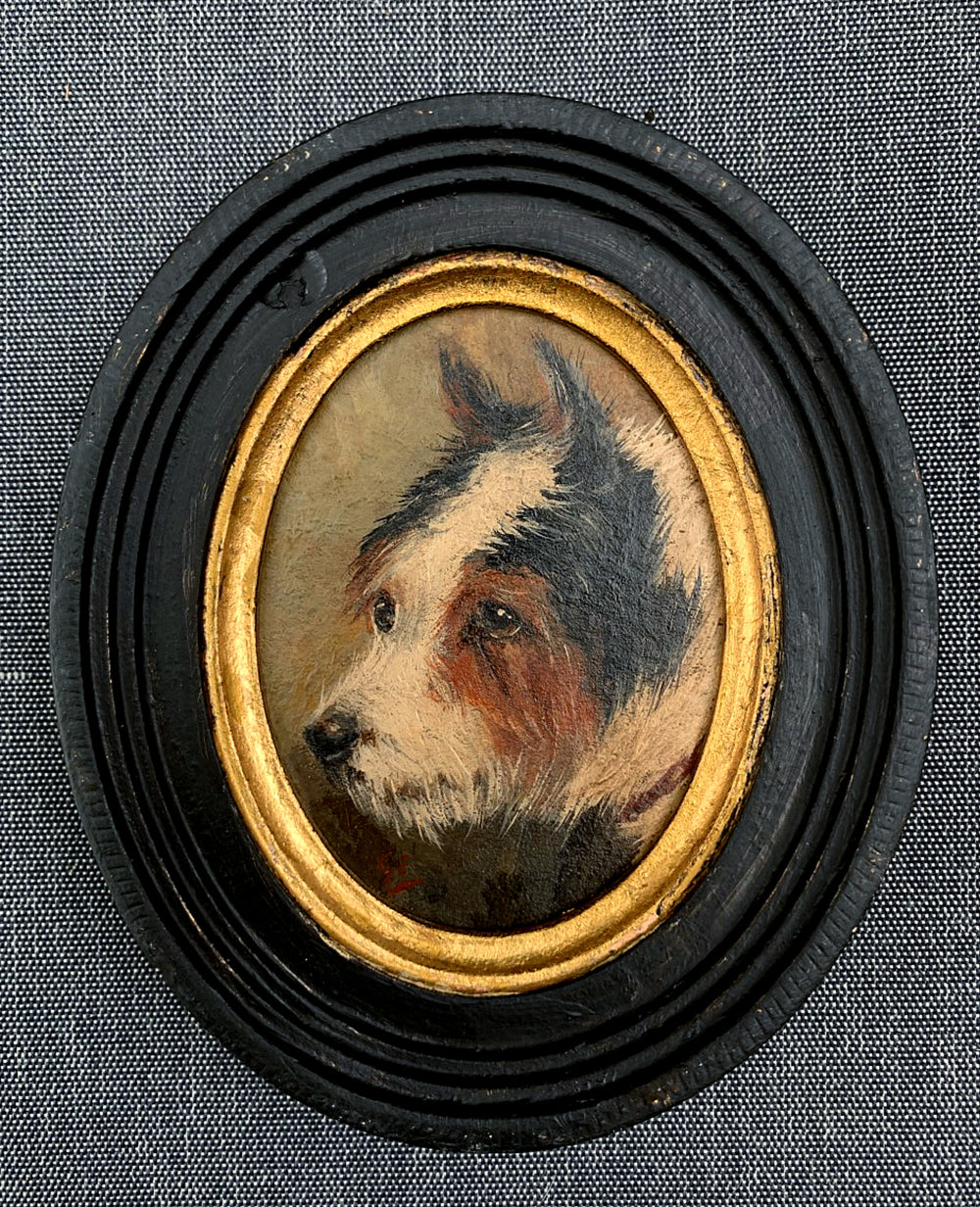 Antique Miniature Painting of a Terrier SOLD