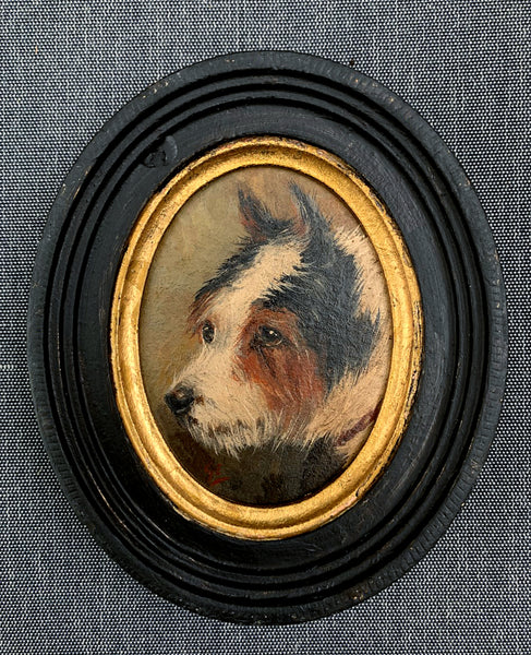 Antique Miniature Painting of a Terrier SOLD